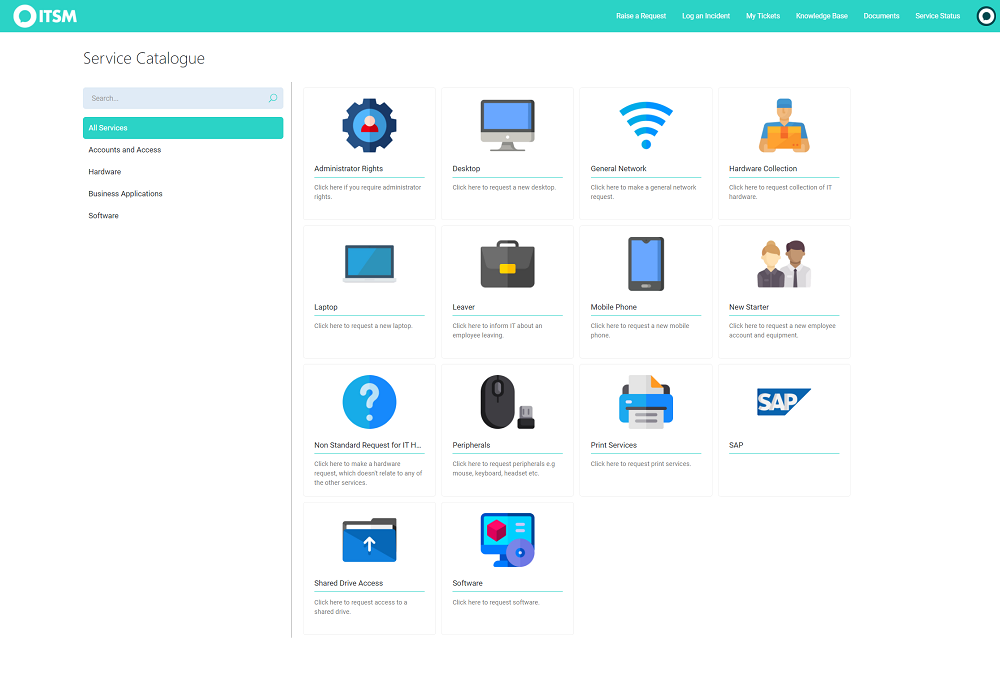 User navigating a self-service IT portal